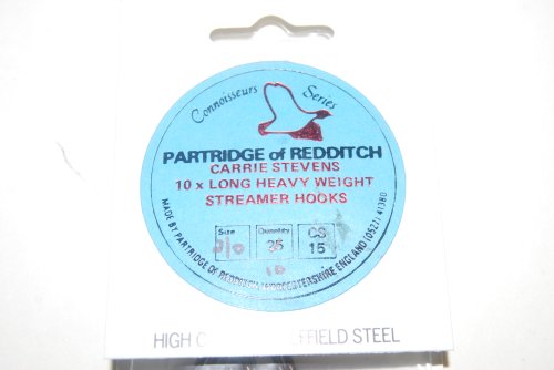 10 CARRIE STEVENS 10 X LONG HEAVY WEIGHT STREAMER HOOKS. Factory Wrap 10-pack. Size 4